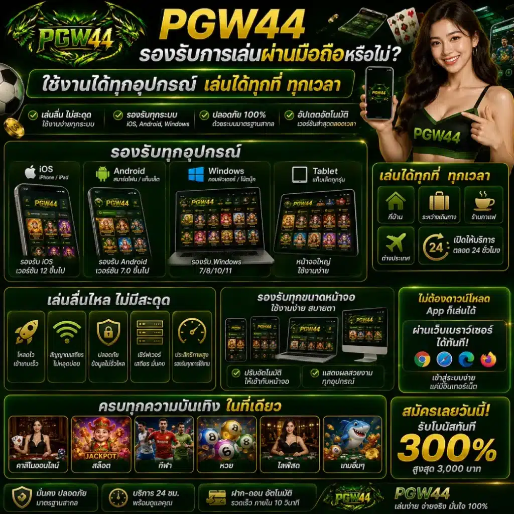 PGW44 รองรับการเล่นผ่านมือถือหรือไม่_ ใช้งานได้ทุกอุปกรณ์
